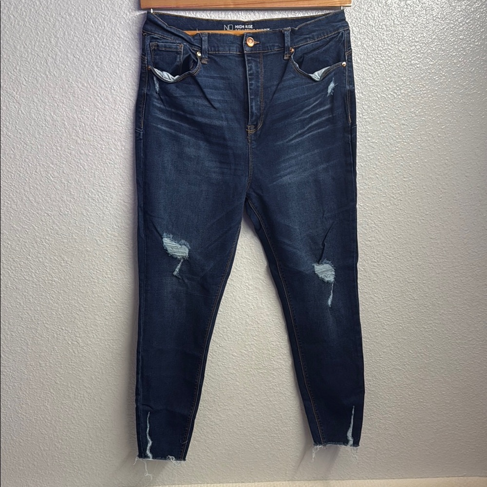 No Boundaries Blue Skinny Jeans with Distressed Details